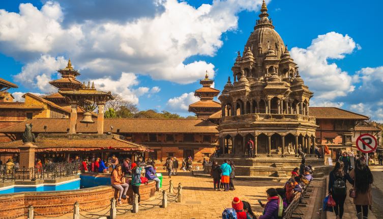 January 5, 2020: Patan Durbar Square located at the center of the city of Lalitpur in Nepal. It is one of the three Durbar Squares in the Kathmandu Valley, and is also  UNESCO World Heritage Sites.